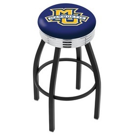 L8B3C - Black Wrinkle Marquette Swivel Bar Stool with Chrome 2.5 Ribbed Accent Ring by Holland Bar Stool Company