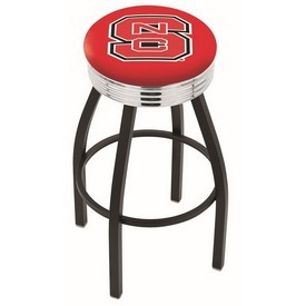L8B3C - Black Wrinkle North Carolina State Swivel Bar Stool with Chrome 2.5 Ribbed Accent Ring by Holland Bar Stool Company