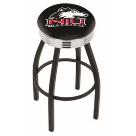 L8B3C - Black Wrinkle Northern Illinois Swivel Bar Stool with Chrome 2.5 Ribbed Accent Ring by Holland Bar Stool Company