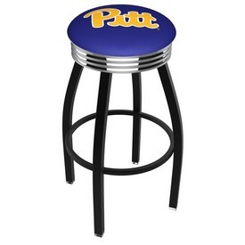 L8B3C - Black Wrinkle Pitt Swivel Bar Stool with Chrome 2.5 Ribbed Accent Ring by Holland Bar Stool Company