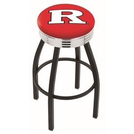 L8B3C - Black Wrinkle Rutgers Swivel Bar Stool with Chrome 2.5 Ribbed Accent Ring by Holland Bar Stool Company