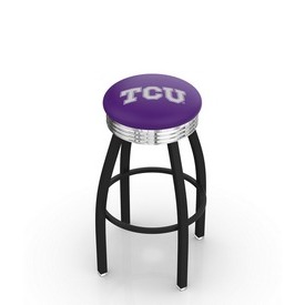 L8B3C - Black Wrinkle TCU Swivel Bar Stool with Chrome 2.5 Ribbed Accent Ring by Holland Bar Stool Company