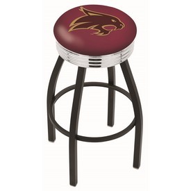 L8B3C - Black Wrinkle Texas State Swivel Bar Stool with Chrome 2.5 Ribbed Accent Ring by Holland Bar Stool Company
