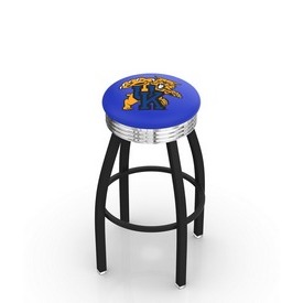 L8B3C - Black Wrinkle Kentucky Wildcat Swivel Bar Stool with Chrome 2.5 Ribbed Accent Ring by Holland Bar Stool Company