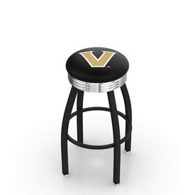 L8B3C - Black Wrinkle Vanderbilt Swivel Bar Stool with Chrome 2.5 Ribbed Accent Ring by Holland Bar Stool Company