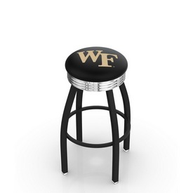 L8B3C - Black Wrinkle Wake Forest Swivel Bar Stool with Chrome 2.5 Ribbed Accent Ring by Holland Bar Stool Company