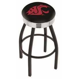 L8B3C - Black Wrinkle Washington State Swivel Bar Stool with Chrome 2.5 Ribbed Accent Ring by Holland Bar Stool Company