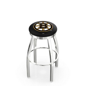 L8C2C - Chrome Boston Bruins Swivel Bar Stool with Accent Ring by Holland Bar Stool Company