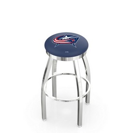 L8C2C - Chrome Columbus Blue Jackets Swivel Bar Stool with Accent Ring by Holland Bar Stool Company