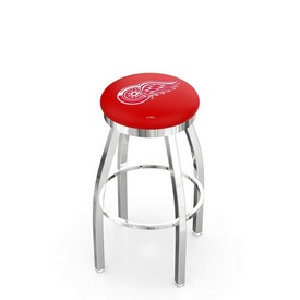 L8C2C - Chrome Detroit Red Wings Swivel Bar Stool with Accent Ring by Holland Bar Stool Company