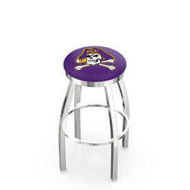 L8C2C - Chrome East Carolina Swivel Bar Stool with Accent Ring by Holland Bar Stool Company