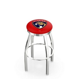 L8C2C - Chrome Florida Panthers Swivel Bar Stool with Accent Ring by Holland Bar Stool Company