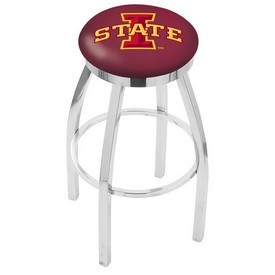 L8C2C - Chrome Iowa State Swivel Bar Stool with Accent Ring by Holland Bar Stool Company
