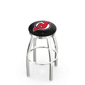 L8C2C - Chrome New Jersey Devils Swivel Bar Stool with Accent Ring by Holland Bar Stool Company