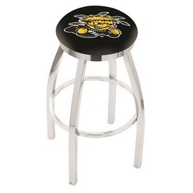 L8C2C - Chrome Wichita State Swivel Bar Stool with Accent Ring by Holland Bar Stool Company