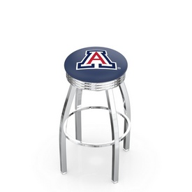 L8C3C - Chrome Arizona Swivel Bar Stool with 2.5" Ribbed Accent Ring by Holland Bar Stool Company, L8C3CArizUn