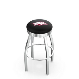 L8C3C - Chrome Arkansas Swivel Bar Stool with 2.5" Ribbed Accent Ring by Holland Bar Stool Company, L8C3CArknUn