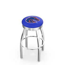 L8C3C - Chrome Boise State Swivel Bar Stool with 2.5" Ribbed Accent Ring by Holland Bar Stool Company, L8C3CBoiseS L8C3C - Chrome Boise State Swivel Bar Stool with 2.5" Ribbed Accent Ring by Holland Bar Stool Company, L8C3CBoiseS
