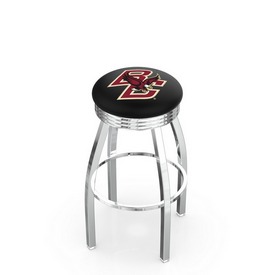 L8C3C - Chrome Boston College Swivel Bar Stool with 2.5" Ribbed Accent Ring by Holland Bar Stool Company, L8C3CBostnC L8C3C - Chrome Boston College Swivel Bar Stool with 2.5" Ribbed Accent Ring by Holland Bar Stool Company, L8C3CBostnC