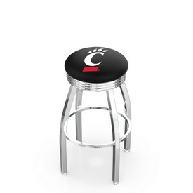 L8C3C - Chrome Cincinnati Swivel Bar Stool with 2.5" Ribbed Accent Ring by Holland Bar Stool Company, L8C3CCincin L8C3C - Chrome Cincinnati Swivel Bar Stool with 2.5" Ribbed Accent Ring by Holland Bar Stool Company, L8C3CCincin