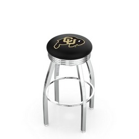 L8C3C - Chrome Colorado Swivel Bar Stool with 2.5 Ribbed Accent Ring by Holland Bar Stool Company