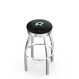 L8C3C - Chrome Dallas Stars Swivel Bar Stool with 2.5 Ribbed Accent Ring by Holland Bar Stool Company