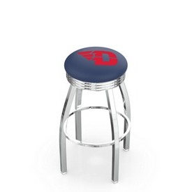 L8C3C - Chrome University of Dayton Swivel Bar Stool with 2.5 Ribbed Accent Ring by Holland Bar Stool Company