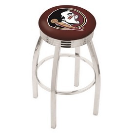 L8C3C - Chrome Florida State (Head) Swivel Bar Stool with 2.5 Ribbed Accent Ring by Holland Bar Stool Company