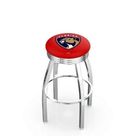 L8C3C - Chrome Florida Panthers Swivel Bar Stool with 2.5 Ribbed Accent Ring by Holland Bar Stool Company