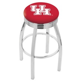 L8C3C - Chrome Houston Swivel Bar Stool with 2.5 Ribbed Accent Ring by Holland Bar Stool Company