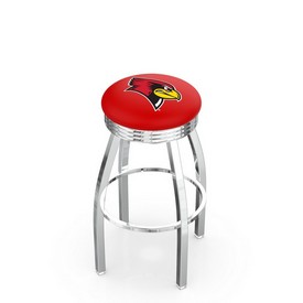 L8C3C - Chrome Illinois State Swivel Bar Stool with 2.5 Ribbed Accent Ring by Holland Bar Stool Company