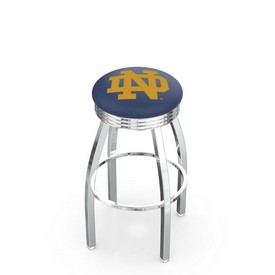 L8C3C - Chrome Notre Dame (ND) Swivel Bar Stool with 2.5 Ribbed Accent Ring by Holland Bar Stool Company
