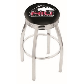 L8C3C - Chrome Northern Illinois Swivel Bar Stool with 2.5 Ribbed Accent Ring by Holland Bar Stool Company