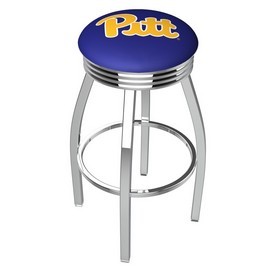 L8C3C - Chrome Pitt Swivel Bar Stool with 2.5 Ribbed Accent Ring by Holland Bar Stool Company