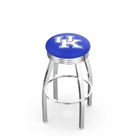 L8C3C - Chrome Kentucky UK Swivel Bar Stool with 2.5 Ribbed Accent Ring by Holland Bar Stool Company