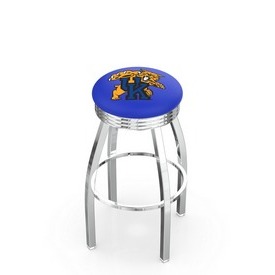 L8C3C - Chrome Kentucky Wildcat Swivel Bar Stool with 2.5 Ribbed Accent Ring by Holland Bar Stool Company