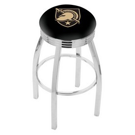 L8C3C - Chrome US Military Academy (ARMY) Swivel Bar Stool with 2.5 Ribbed Accent Ring by Holland Bar Stool Company