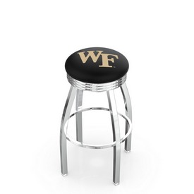 L8C3C - Chrome Wake Forest Swivel Bar Stool with 2.5 Ribbed Accent Ring by Holland Bar Stool Company