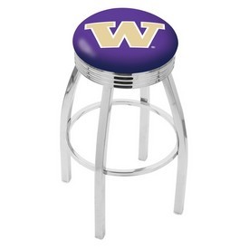L8C3C - Chrome Washington Swivel Bar Stool with 2.5 Ribbed Accent Ring by Holland Bar Stool Company