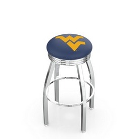 L8C3C - Chrome West Virginia Swivel Bar Stool with 2.5 Ribbed Accent Ring by Holland Bar Stool Company