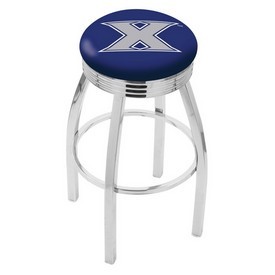 L8C3C - Chrome Xavier Swivel Bar Stool with 2.5 Ribbed Accent Ring by Holland Bar Stool Company
