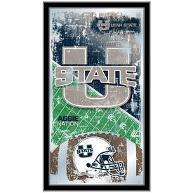 Utah State 15" x 26" Football Mirror by Holland Bar Stool Company, MFtblUtahSt