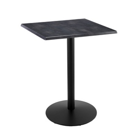 Indoor/Outdoor 42" Tall OD214 Black Table Base with 22" Diameter Foot and 30" x 30" Square Indoor/Outdoor Black Steel Top by the Holland Bar Stool Co., OD214-2242BWOD30SQBlkStl