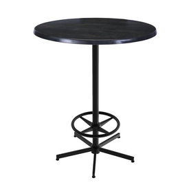 Indoor/Outdoor 42" Tall OD216 Black Table Base with 30" Diameter Indoor/Outdoor Black Steel Top by the Holland Bar Stool Co., OD21642BWOD30RBlkStl