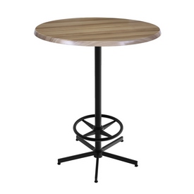 Indoor/Outdoor 42" Tall OD216 Black Table Base with 30" Diameter Indoor/Outdoor Natural Top by the Holland Bar Stool Co., OD21642BWOD30RNat