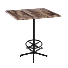 Indoor/Outdoor 42" Tall OD216 Black Table Base with 36" x 36" Square Indoor/Outdoor Rustic Top by the Holland Bar Stool Co., OD21642BWOD36SQRustic