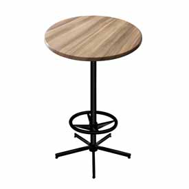 Indoor/Outdoor 42" Tall OD216 Black Table Base with 30" Diameter Indoor/Outdoor Natural Top by the Holland Bar Stool Co., OD21642BWOD30RNat