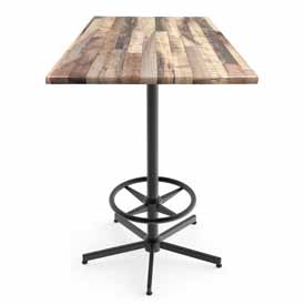 Indoor/Outdoor 42" Tall OD216 Black Table Base with 30" x 30" Square Indoor/Outdoor Rustic Top by the Holland Bar Stool Co., OD21642BWOD30SQRustic