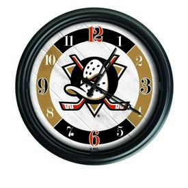 Anaheim Ducks Indoor/Outdoor LED Wall Clock by Holland Bar Stool Co., ODClk14BK-08AnaDks
