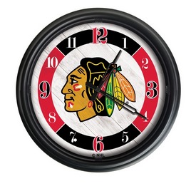 Chicago Blackhawks Indoor/Outdoor LED Wall Clock by Holland Bar Stool Co., ODClk14BK-08ChiHwk